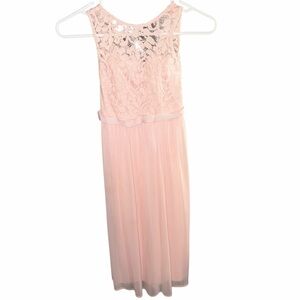 David's Bridal Blush Lace Kids Dress